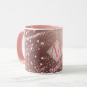 Monogram ROSEGOLD Metallic Folie Confetti Uitzicht Mok (Voorkant links)