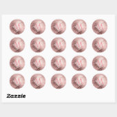 Monogram ROSEGOLD Metallic Folie Confetti Uitzicht Ronde Sticker (Vel)