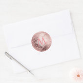 Monogram ROSEGOLD Metallic Folie Confetti Uitzicht Ronde Sticker (Envelop)