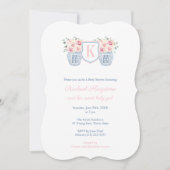  Monogram Roses Little Girl Baby shower Kaart (Voorkant)