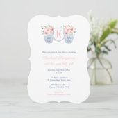  Monogram Roses Little Girl Baby shower Kaart (Staand voorkant)