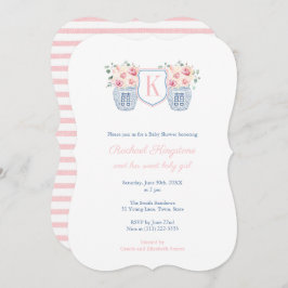  Monogram Roses Little Girl Baby shower Kaart
