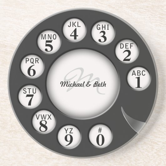  Monogram Rotary Phone Dial Zandsteen Onderzetter (Voorkant)
