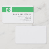 Monogram Round Corner Emerald Green Visitekaartje (Voorkant / Achterkant)