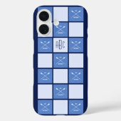Monogram rowers kruisen blauw oars Case-Mate iPhone case (Achterkant)