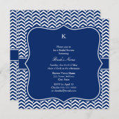 Monogram Royal Blue Chevron Pattern Bridal Kaart (Voorkant / Achterkant)