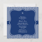Monogram Royal Blue Chevron Pattern Bridal Kaart (Voorkant)