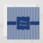 Monogram Royal Blue Chevron Pattern Wedding Kaart (Achterkant)