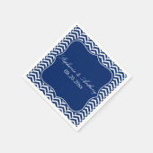 Monogram Royal Blue Chevron Pattern Wedding Servet (Hoek)