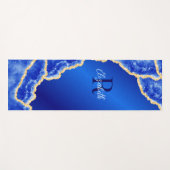 Monogram Royal Blue en goud marmeren Agaat Yogamat (Voorkant (horizontaal))