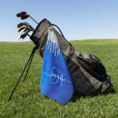 Monogram Royal Blue en Silver Dripping Glitter Golfhanddoek (Groen)