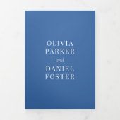 Monogram Royal Blue Franse Victoriaans foto bruilo Drieluik Uitnodiging (Cover)