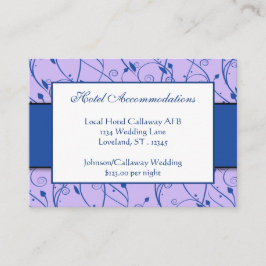 Monogram Royal Blue Lila Floral Swirl Wedding Informatiekaartje