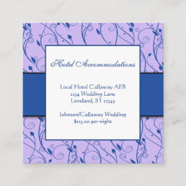 Monogram Royal Blue Lila Floral Swirl Wedding Informatiekaartje