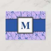 Monogram Royal Blue Lila Floral Swirl Wedding Informatiekaartje (Achterkant)