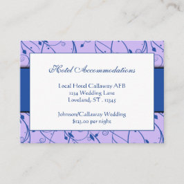 Monogram Royal Blue Lila Floral Swirl Wedding Informatiekaartje