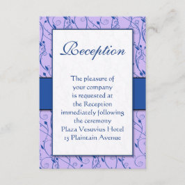 Monogram Royal Blue Lila Swirl Wedding Informatiekaartje