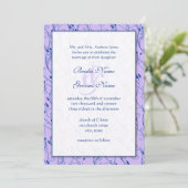 Monogram Royal Blue Lila Swirl Wedding Invite Kaart (Staand voorkant)