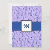 Monogram Royal Blue Lila Swirl Wedding Invite Kaart (Achterkant)
