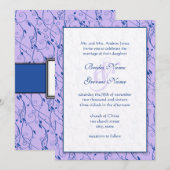 Monogram Royal Blue Lila Swirl Wedding Invite Kaart (Voorkant / Achterkant)