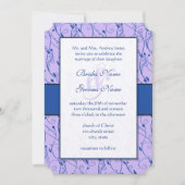 Monogram Royal Blue Lila Swirl Wedding Kaart (Voorkant)