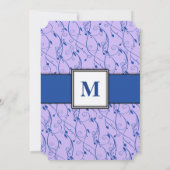 Monogram Royal Blue Lila Swirl Wedding Kaart (Achterkant)