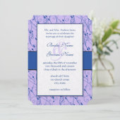 Monogram Royal Blue Lila Swirl Wedding Kaart (Staand voorkant)