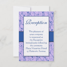 Monogram Royal Blue Lila Swirl Wedding Kaart