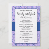 Monogram Royal Blue Lila Swirl Wedding Programme Kaart (Voorkant)