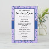 Monogram Royal Blue Lila Swirl Wedding Programme Kaart (Staand voorkant)