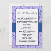 Monogram Royal Blue Lila Swirl Wedding Programme Kaart (Achterkant)