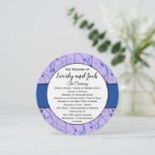 Monogram Royal Blue Lila Swirl Wedding Programme Kaart (Staand voorkant)