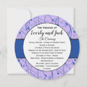 Monogram Royal Blue Lila Swirl Wedding Programme Kaart (Voorkant)