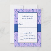 Monogram Royal Blue Lila Swirl Wedding RSVP Kaart (Voorkant)