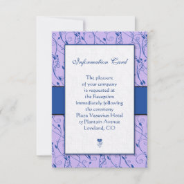 Monogram Royal Blue Lila Wedding Enclosure Kaarten