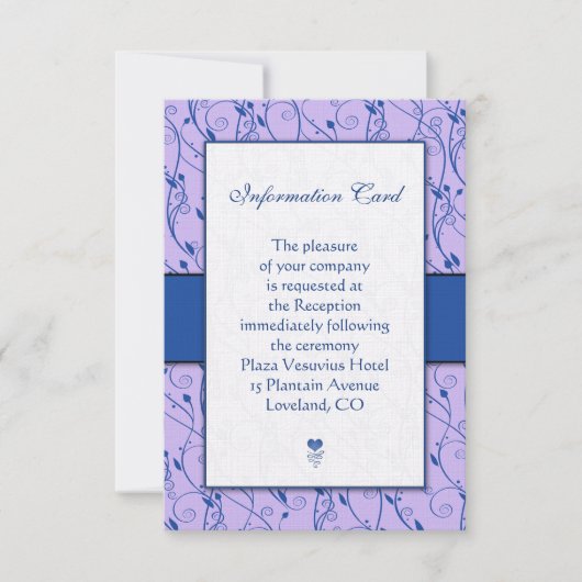 Monogram Royal Blue Lila Wedding Enclosure Kaarten (Voorkant)