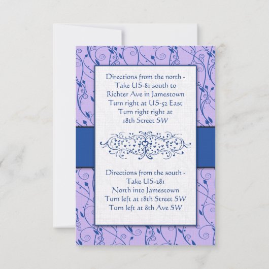 Monogram Royal Blue Lila Wedding Enclosure Kaarten (Achterkant)