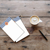 Monogram Royal Blue met Oranje Chevron Pattern Post-it® Notes