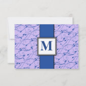 Monogram Royal Blue Paarse Wervelende Trouw RSVP Kaart (Achterkant)
