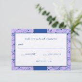 Monogram Royal Blue Paarse Wervelende Trouw RSVP Kaart (Staand voorkant)