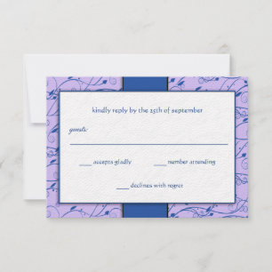 Monogram Royal Blue Paarse Wervelende Trouw RSVP Kaart