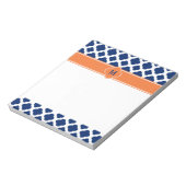 Monogram Royal Blue Quatrefoil Pattern met Sinaasa Notitieblok (Linkerzijde)