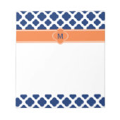 Monogram Royal Blue Quatrefoil Pattern met Sinaasa Notitieblok (Voorkant)