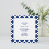 Monogram Royal Blue Quatrefoil Vrijgezellenfeest Kaart (Staand voorkant)
