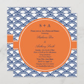 Monogram Royal Blue Seigaiha Pattern met Sinaasapp Kaart (Voorkant / Achterkant)