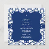 Monogram Royal Blue Seigaiha Pattern Rehearsal Kaart (Voorkant)