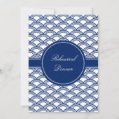 Monogram Royal Blue Seigaiha Pattern Rehearsal Kaart (Achterkant)