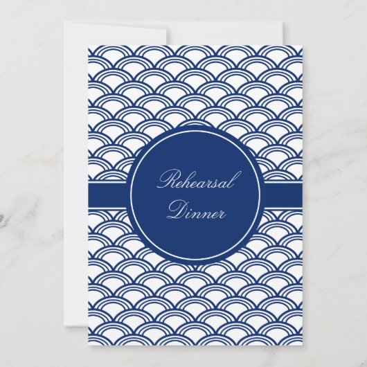 Monogram Royal Blue Seigaiha Pattern Rehearsal Kaart (Achterkant)