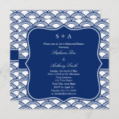 Monogram Royal Blue Seigaiha Pattern Rehearsal Kaart (Voorkant / Achterkant)