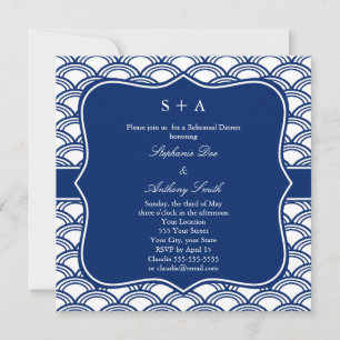 Monogram Royal Blue Seigaiha Pattern Rehearsal Kaart